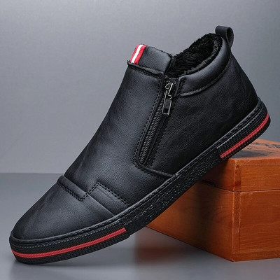 Meeste sügistalvised lumesaapad, mikrokiust põhjuslikud kingad, kõrge ülaosaga libisemiskindlad rulakingad meestele, pehmed, soojad nahast tossud