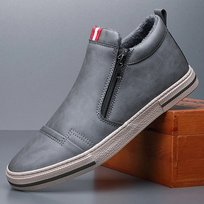 Meeste sügistalvised lumesaapad, mikrokiust põhjuslikud kingad, kõrge ülaosaga libisemiskindlad rulakingad meestele, pehmed, soojad nahast tossud