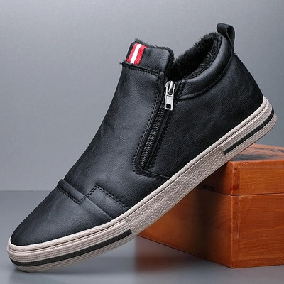 Meeste sügistalvised lumesaapad, mikrokiust põhjuslikud kingad, kõrge ülaosaga libisemiskindlad rulakingad meestele, pehmed, soojad nahast tossud