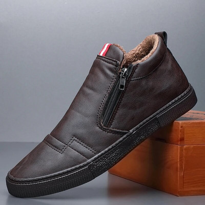 Meeste sügistalvised lumesaapad, mikrokiust põhjuslikud kingad, kõrge ülaosaga libisemiskindlad rulakingad meestele, pehmed, soojad nahast tossud