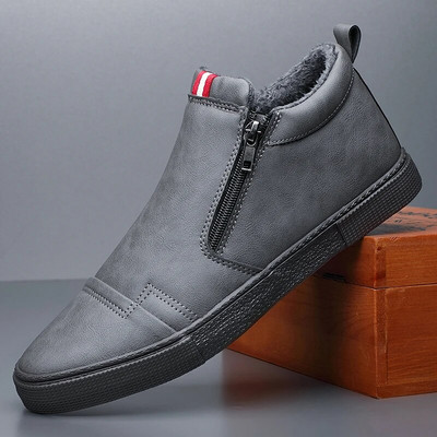 Meeste sügistalvised lumesaapad, mikrokiust põhjuslikud kingad, kõrge ülaosaga libisemiskindlad rulakingad meestele, pehmed, soojad nahast tossud