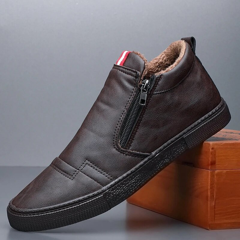 Meeste sügistalvised lumesaapad, mikrokiust põhjuslikud kingad, kõrge ülaosaga libisemiskindlad rulakingad meestele, pehmed, soojad nahast tossud