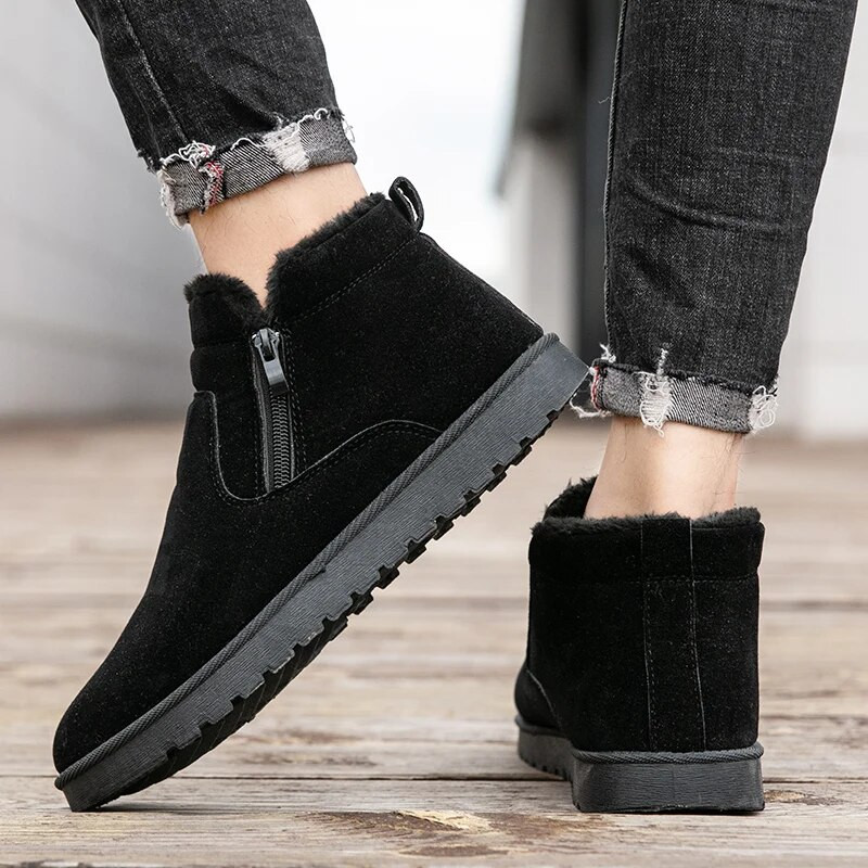 Vīriešu siltie apavi ziemas modes kokvilnas apavi Vīriešu 2024. gada plīša, biezinātas ādas ūdensizturīgi ikdienas sniega zābaki Zapatillas Hombre