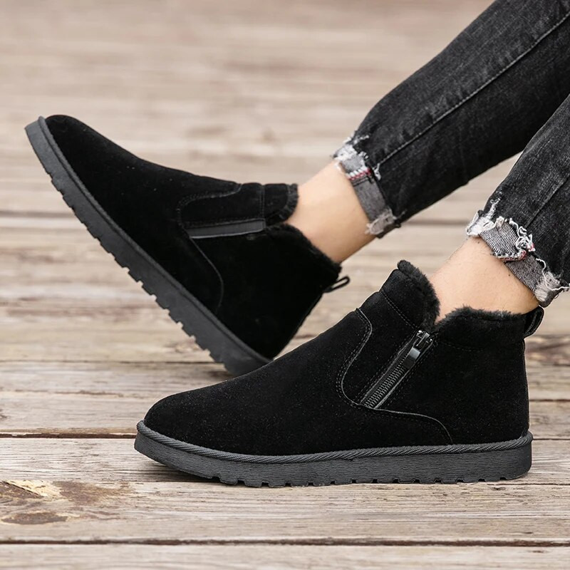 Vīriešu siltie apavi ziemas modes kokvilnas apavi Vīriešu 2024. gada plīša, biezinātas ādas ūdensizturīgi ikdienas sniega zābaki Zapatillas Hombre