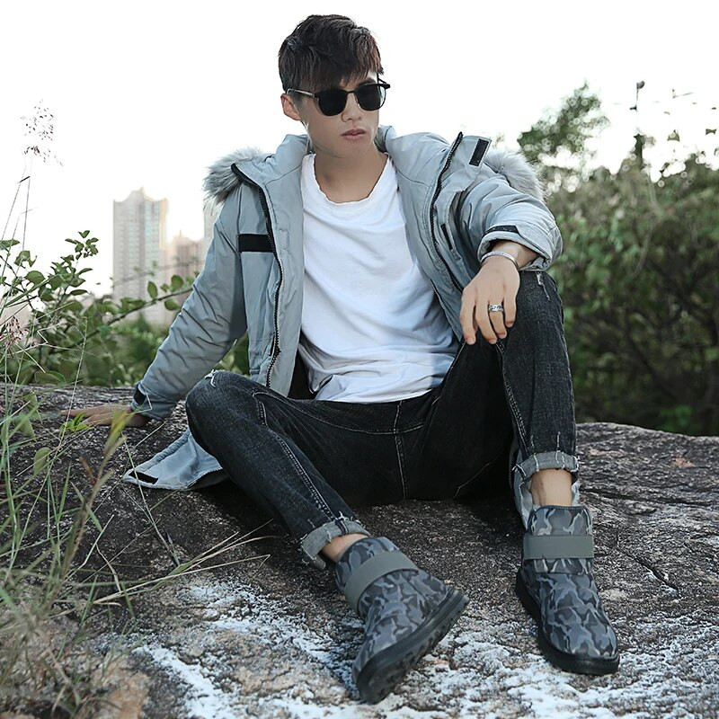 Ziemas apavi vīriešiem Sieviešu zābaki Viegli sniega zābaki Ūdensnecaurlaidīgi ziemas apavi Lielizmēra Modes Slip on Unisex puszābaki