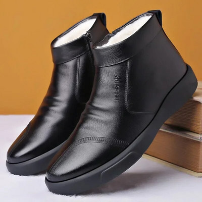 Bărbați Pantofi Călzi Iarna Moda Bărbați Pantofi Plus Bumbac Piele Îngroșată Impermeabil Cizme De Zăpadă Casual