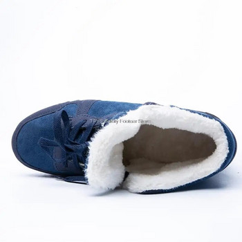 Плюс размер 48 Зимни ботуши Мъжки Дамски ботуши Топли плюшени ботуши за сняг Мъжки зимни обувки Ежедневни маратонки Мъжки черни сини ботуши