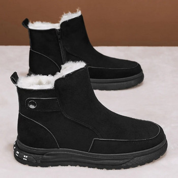 Зимни ботуши за мъже Снежни памучни обувки Зимни удебелени топли удобни работни ботуши в британски стил Ежедневни обувки с тенденция на открито