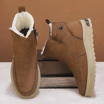 Зимни ботуши за мъже Снежни памучни обувки Зимни удебелени топли удобни работни ботуши в британски стил Ежедневни обувки с тенденция на открито