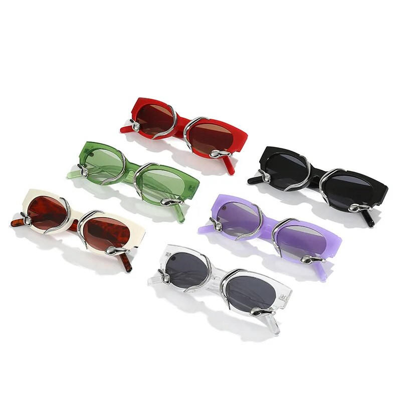 Taisnstūra saulesbrilles sievietēm Panka stila čūskas saulesbrilles Luksusa zīmola dizaineru brilles UV400 vīriešiem Hip Pop Shades Brilles Retro