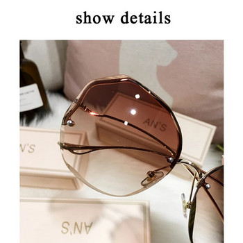 Γυναικεία γυαλιά ηλίου Rimless 2023 Τα νέα γυαλιά μόδας Vintage στρογγυλά ροζ