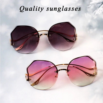 Слънчеви очила без рамки Дамски 2023 г. Новите модни очила Vintage кръгли розови