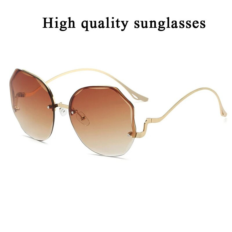 Ženske sunčane naočale bez okvira 2023. Nove modne vintage okrugle ružičaste naočale