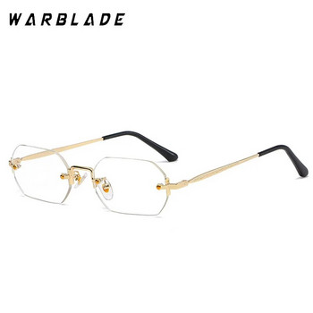 WarBLade 2023 New ανδρικά ορθογώνια γυαλιά ηλίου Rimless Οκτάγωνα μικρά γυαλιά Γυναικεία Μεταλλικά Χρυσό Πολύγωνο Μπλε Καφέ Uv400 Frameless