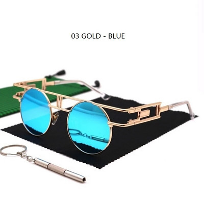 Ümmargused Steampunk päikeseprillid Naiste Metallist Vintage päikeseprillid Meeste Brändi Disainerraam CIRCLE Prillid Gooti Kvaliteetne UV400