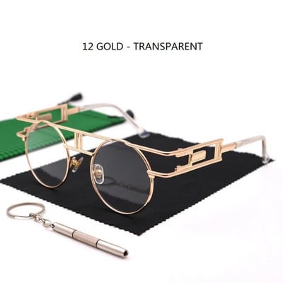 Ümmargused Steampunk päikeseprillid Naiste Metallist Vintage päikeseprillid Meeste Brändi Disainerraam CIRCLE Prillid Gooti Kvaliteetne UV400