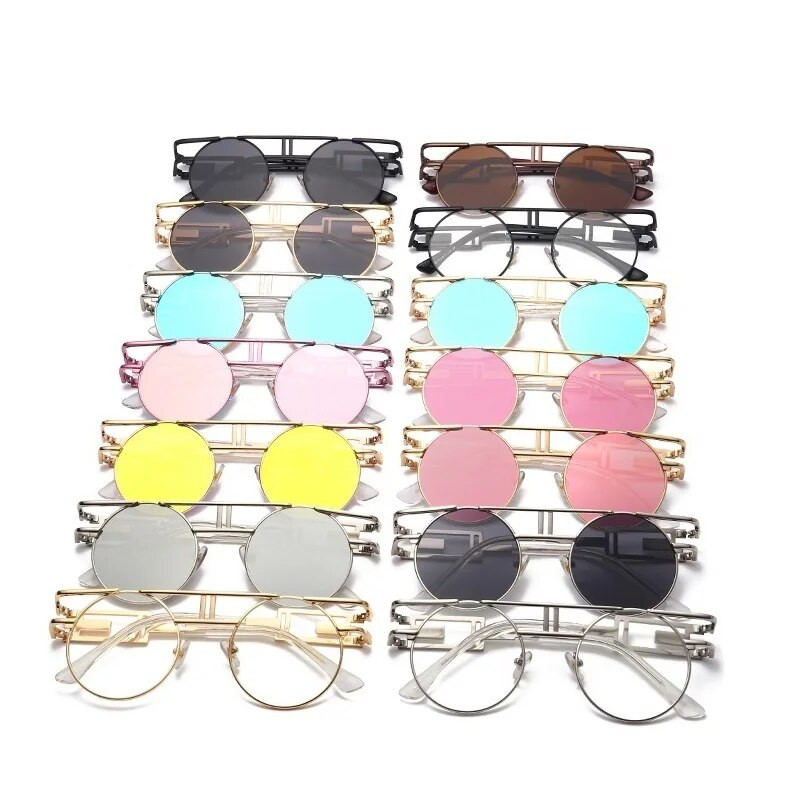 Ümmargused Steampunk päikeseprillid Naiste Metallist Vintage päikeseprillid Meeste Brändi Disainerraam CIRCLE Prillid Gooti Kvaliteetne UV400