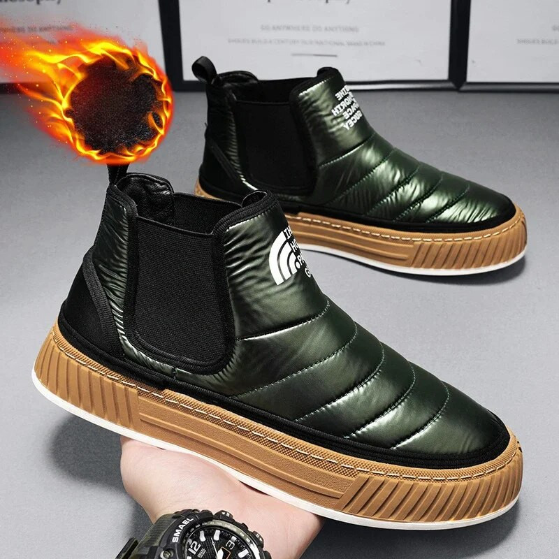 Sniego batai Vyriški žieminiai pastorinti plius aksominiai šilti laisvalaikio medvilniniai batai Paprasti klasikiniai patogūs kulkšnies batai lauko avalynė