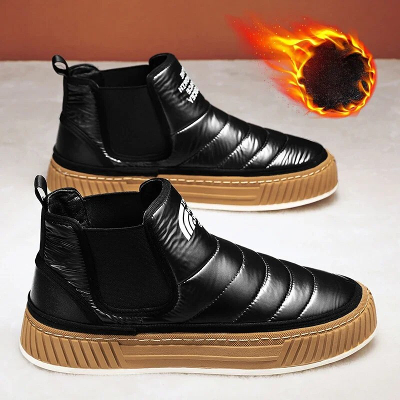 Sniego batai Vyriški žieminiai pastorinti plius aksominiai šilti laisvalaikio medvilniniai batai Paprasti klasikiniai patogūs kulkšnies batai lauko avalynė