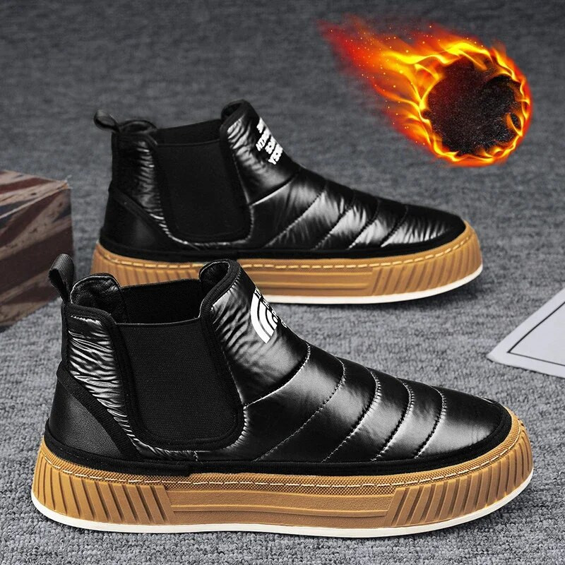 Sniego batai Vyriški žieminiai pastorinti plius aksominiai šilti laisvalaikio medvilniniai batai Paprasti klasikiniai patogūs kulkšnies batai lauko avalynė