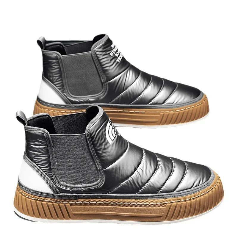 Sniego batai Vyriški žieminiai pastorinti plius aksominiai šilti laisvalaikio medvilniniai batai Paprasti klasikiniai patogūs kulkšnies batai lauko avalynė