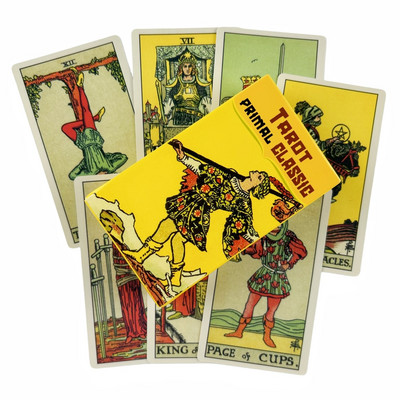 Klasiskās jātnieka Taro kārtis iesācējiem, klājs ar papīra grāmatu Oracle angļu valodas zīlēšanas izdevums Borad spēles