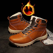 Cizme de zăpadă Retro pentru bărbați, izolație de pluș, anti-alunecare, cu talpă groasă, pantofi din bumbac, în aer liber, pentru camping, sport, pantofi de agrement 2024