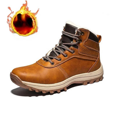 Cizme de zăpadă Retro pentru bărbați, izolație de pluș, anti-alunecare, cu talpă groasă, pantofi din bumbac, în aer liber, pentru camping, sport, pantofi de agrement 2024