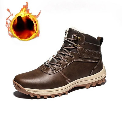 Cizme de zăpadă Retro pentru bărbați, izolație de pluș, anti-alunecare, cu talpă groasă, pantofi din bumbac, în aer liber, pentru camping, sport, pantofi de agrement 2024