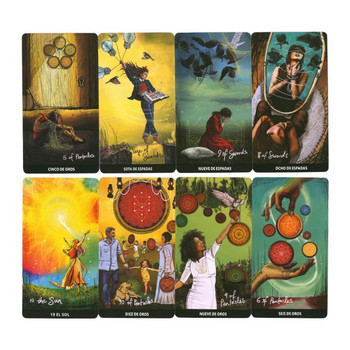 Карти Таро в колода за гадаене на испански език за начинаещи с наръчник на английски език Настолни игри Астрологични прогнози Таро