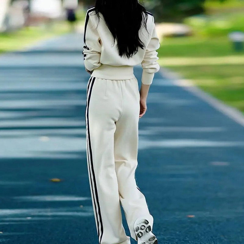 Ženski kaput Hlače Ženska majica s printom srca Kaput Hlače širokih nogavica Jesensko-zimska sportska odjeća s elastičnim ovratnikom