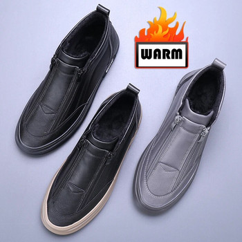 Зимни кожени мъжки боти до глезена с кожа Ежедневни обувки за открито Леки дизайнерски мъжки топли работни ботуши Класически ръчно изработени ботуши