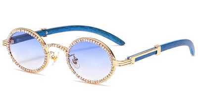 Peekaboo rhinestone sieviešu saulesbrilles apaļas vintage uv400 maza rāmja ovālas brilles sieviešu vasaras zilas dzeltenbrūnas