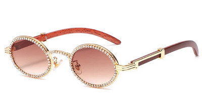 Peekaboo rhinestone sieviešu saulesbrilles apaļas vintage uv400 maza rāmja ovālas brilles sieviešu vasaras zilas dzeltenbrūnas