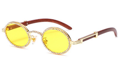 Peekaboo rhinestone sieviešu saulesbrilles apaļas vintage uv400 maza rāmja ovālas brilles sieviešu vasaras zilas dzeltenbrūnas