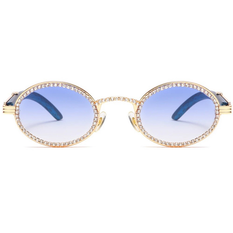 Peekaboo rhinestone sieviešu saulesbrilles apaļas vintage uv400 maza rāmja ovālas brilles sieviešu vasaras zilas dzeltenbrūnas