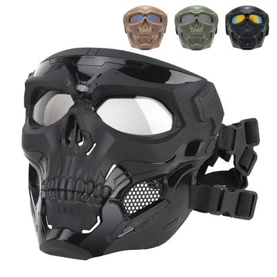 Ochelari de protecție colorați pentru ciclism Mască cu schelet de craniu pentru motocicletă Mască completă rezistentă la vânt Joc de paintball Mască pentru cască de protecție tactică