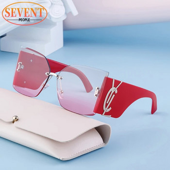 Дамски слънчеви очила без рамки с котешко око 2023 Луксозни дизайнерски маркови слънчеви очила Cateye за дамски модни слънчеви очила без рамки