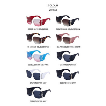 Дамски слънчеви очила без рамки с котешко око 2023 Луксозни дизайнерски маркови слънчеви очила Cateye за дамски модни слънчеви очила без рамки