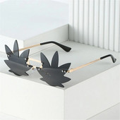 Ochelari de soare din metal în formă de frunză de arțar romani pentru femei Ochelari de soare decorativi de petrecere pentru bărbați Ochelari de soare unici pentru podiumul de absolvire