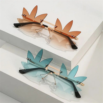 Романтични метални слънчеви очила с форма на кленов лист без рамка за жени Декоративни слънчеви очила за парти Мъжки уникални очила за абитуриентски бал