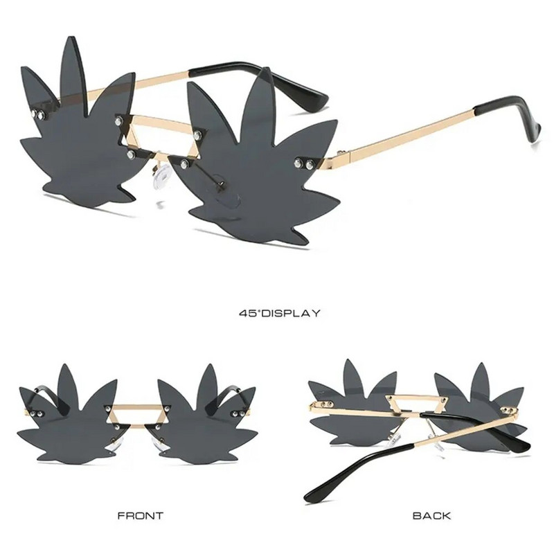 Ochelari de soare din metal în formă de frunză de arțar romani pentru femei Ochelari de soare decorativi de petrecere pentru bărbați Ochelari de soare unici pentru podiumul de absolvire