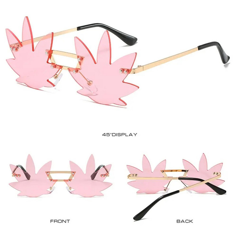 Ochelari de soare din metal în formă de frunză de arțar romani pentru femei Ochelari de soare decorativi de petrecere pentru bărbați Ochelari de soare unici pentru podiumul de absolvire