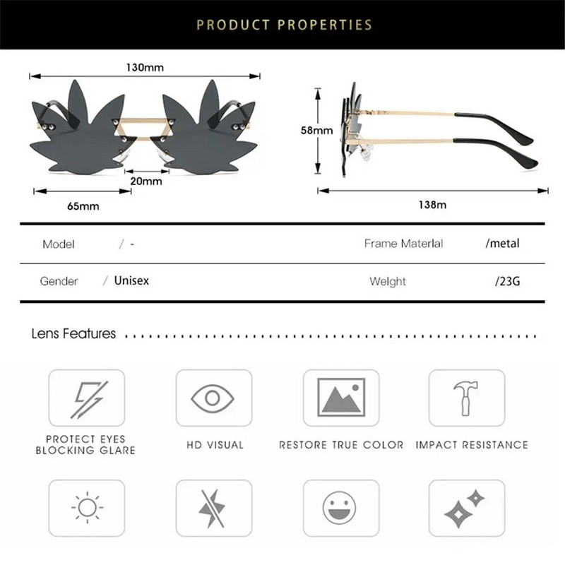 Ochelari de soare din metal în formă de frunză de arțar romani pentru femei Ochelari de soare decorativi de petrecere pentru bărbați Ochelari de soare unici pentru podiumul de absolvire