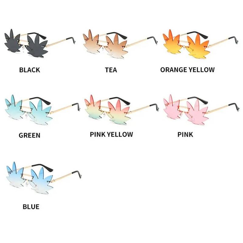 Ochelari de soare din metal în formă de frunză de arțar romani pentru femei Ochelari de soare decorativi de petrecere pentru bărbați Ochelari de soare unici pentru podiumul de absolvire