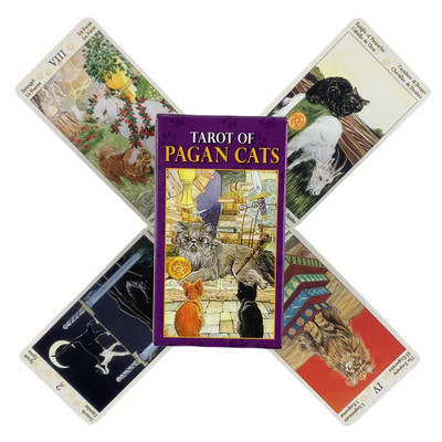 Мини размер Tarot of Pagan Cats Cards A 78 English Visions Divination Edition Deck Borad Games