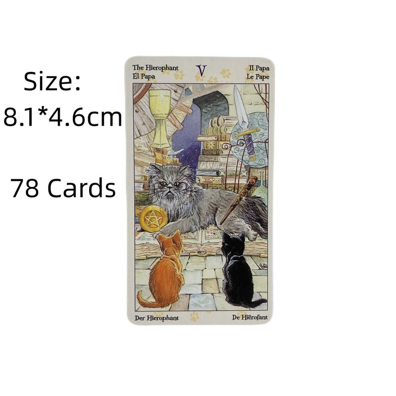 Minisuuruses Pagan Cats Cards Tarot 78 Inglise visioonide ennustamisväljaanne Boradi mängud