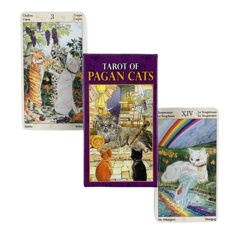 Minisuuruses Pagan Cats Cards Tarot 78 Inglise visioonide ennustamisväljaanne Boradi mängud