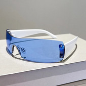 KAMMPT Ochelari de soare dintr-o singură piesă, fără montură, bărbați, femei, 2022, modă Y2k, oglindă, Ochelari de vedere, ochelari de soare UV400 cu design popular