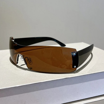 KAMMPT Слънчеви очила без рамки от една част Мъже Жени 2022 Модни Y2k огледални нюанси Очила Ins Популярна марка Дизайн UV400 Слънчеви очила